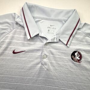 Fl State Seminoles Polo Shirt Nike Dri-FIT Mens XXL Gray White Stripe NCAA Golf